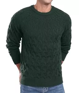 QIXING Pullover & Strickmode QIXING Herren Strickpullover Zopfmuster Rundhals Pullover Pulli Herren Casual Langarm Sweater mit Geripptem Saum