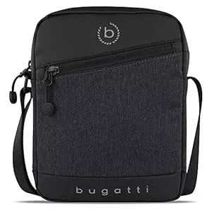 bugatti Taschen & Rucksäcke bugatti Universum Umhängetasche für Herren, kleine schwarze Schultertasche, Mini Messenger Bag