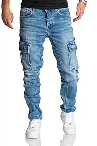 REPUBLIX Jeans REPUBLIX Herren Cargo Jeans Regular Slim Denim Hose Destroyed R7977