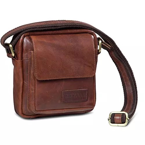 ROYALZ Taschen & Rucksäcke ROYALZ 'Austin' Moderne Echtleder Umhängetasche Klein Herren Schultertasche Mini Messenger Bag Vintage Ledertasche zum Umhängen Kleine Männer Schultertasche