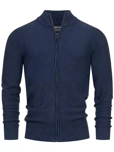 Indicode Pullover & Strickmode Indicode Herren INWestmoon Strickjacke mit Stehkragen | Fein-Strick Cardigan aus 100% Baumwolle