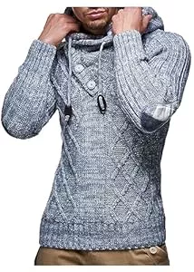 Leif Nelson Kapuzenpullover Leif Nelson Herren Strickpullover mit Kapuze/Hochwertiger Winterpullover im Regular Fit Schnitt, ideal für Casual und Business-Looks, in vielfältigen Größen und Farben verfügbar