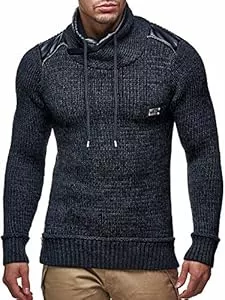 Leif Nelson Pullover & Strickmode Leif Nelson Herren Pullover mit Kapuze Slim Fit Hoodie Pulli Männer Kapuzenpullover Longseleeve Strickpullover Sweatshirt Winterpullover LN7040