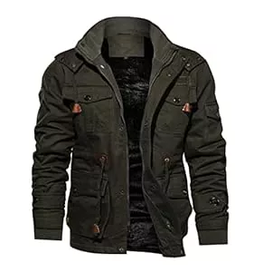 TACVASEN Jacken TACVASEN Herren Winterjacke Warme Fleecejacke Militärjacke Lässige Gefütterte Cargojacke Thermo Outdoorjacke Arbeitsjacke