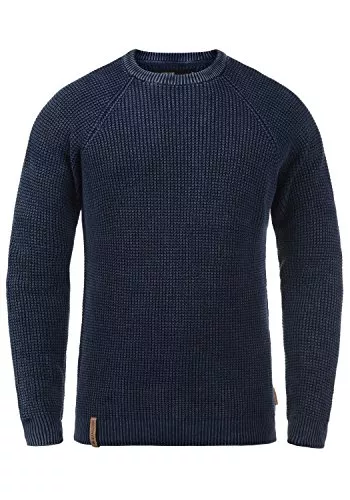 Indicode Pullover & Strickmode Indicode IDRockford Herren Pullover Strickpullover Grobstrick Pullover mit Rundhals-Ausschnitt Rippbündchen 100% Baumwolle Regular fit