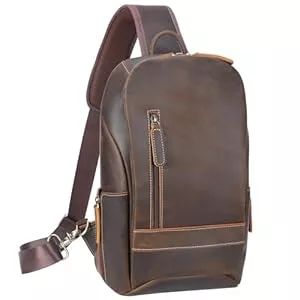 TIDING Taschen & Rucksäcke TIDING Brusttasche Herren Leder Umhängetasche Klein Sling Rucksack Echtleder Herrentaschen Schultertasche Crossbody Bags für Schule, Sport, Arbeit