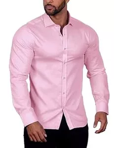 COOFANDY Hemden COOFANDY Herren Hemd Langarm Regular Fit Business Freizeithemd Stretch Einfarbig Basic Hemd Bügelleicht Button Down Hemd Baumwollmischung