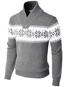 H2H Pullover & Strickmode H2H Herren Casual Slim Fit Schalkragen Pullover Pullover mit Schneeflocke