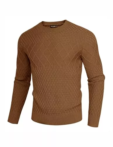 GRACE KARIN Pullover & Strickmode GRACE KARIN Herren Winter Grob Zopfmuster Pullover Rundhals Langarm Pullover