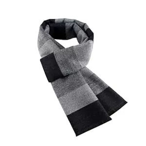 Vbxvsa Schals & Tücher Vbxvsa Gestreifter Herren Schal Winter Warm Faux Kaschmir Lange Grau Schwarz Breite Gestreift Scarf Weich Fransenschal