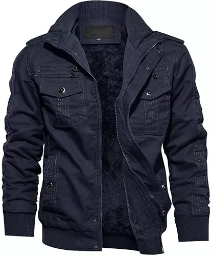 TACVASEN Jacken TACVASEN Herren Fleecejacke Warme Jacke Winter Thermojacke Gefüttert Übergangsjacke Militär Feldjacke Cargojacke mit Taschen
