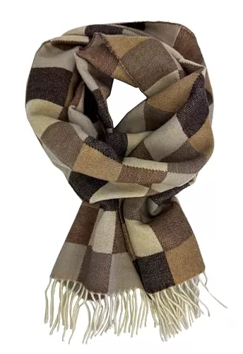 Rotfuchs Schals & Tücher Wollschal Herrenschal Winterschal Karo in braun beige aus 100% Wolle Made in Germany