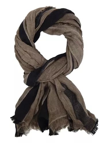 Ella Jonte Schals & Tücher Ella Jonte edler Schal aus Baumwolle beige braun moderner Herrenschal Vintage