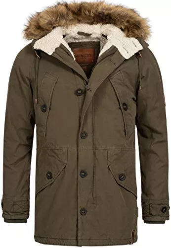 Indicode Jacken Indicode Herren Fann Parka aus Baumwolle mit Kapuze | Winterjacke Winterparka Mantel