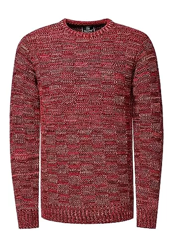 Rusty Neal Pullover & Strickmode Rusty Neal Herren Pullover Schwerer Grobstrickpullover mit Rundhals-Ausschnitt im Streetwear Kontrast Block-Design S - 3XL 438