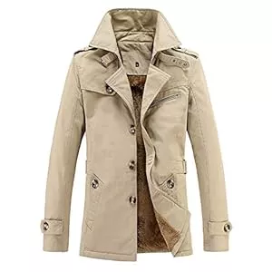 GITVIENAR Jacken GITVIENAR Herren Übergangsjacke, Langarm Trenchcoat Mantel Kurzmantel Einreihig Jacke 100% Baumwolle winterjack für Jugendliche und Erwachsene