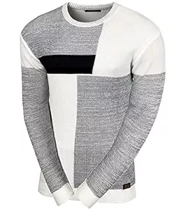 Baxboy Pullover & Strickmode Baxboy Herren Pullover Slim Fit Rundhals Strick-Pullover Rundkragen Moderner Männer schwarzer Pulli Longsleeve in Feinstrick Sweatshirt BB-52288