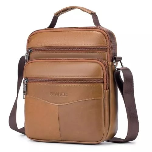 SPAHER Taschen & Rucksäcke SPAHER Groß Herrentasche Leder Tasche Umhängetasche IPAD Handgelenktasche Schultertasche Business Männer Aktentaschen Handtaschen Rucksack Crossbody Sling Reisetasche für Arbeit Reise Alltagsleben