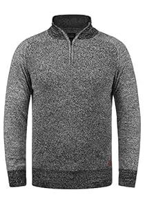 b BLEND Pullover & Strickmode Blend BHGanbolf Herren Strickpullover Troyer Grobstrick Pullover mit Reißverschluss 100% Baumwolle Regular fit