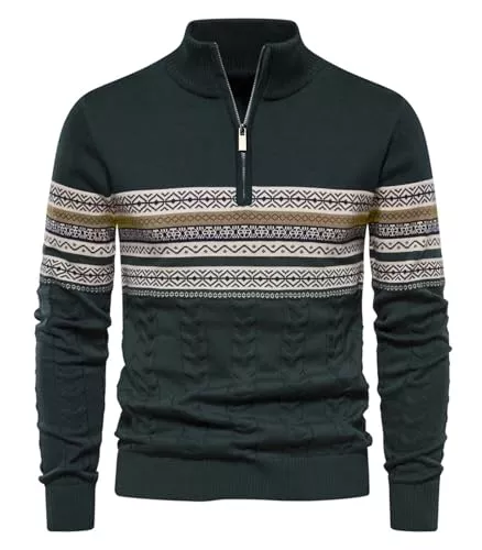 Genfien Pullover & Strickmode Genfien Pullover Herren Strickpullover 1/4 Zip Herren Rollkragenpullover Zip Pullover Strickpullover Turtleneck Sweater Pulli Weihnachtspullover für Männer Winter Thermo Pulli Langarm