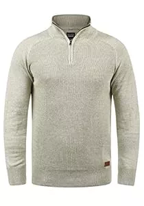 b BLEND Pullover & Strickmode Blend BHGanbolf Herren Strickpullover Troyer Grobstrick Pullover mit Reißverschluss 100% Baumwolle Regular fit