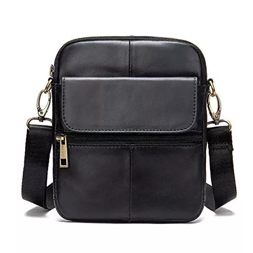 FANDARE Taschen & Rucksäcke FANDARE Unisex Umhängetasche Kleine Schultertaschen Leder Kuriertasche Messenger Crossbody Bag für Herren Damen Reise Business Hochschule Umhängetaschen