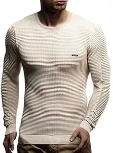 Leif Nelson Pullover & Strickmode Leif Nelson Herren dünner Strick-Pullover Rundhals-Ausschnitt Slim Fit Winter Sommer Moderner Männer Winterpullover Wollpullover Langarm Crew Neck Feinstrick LN1605