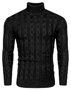 COOFANDY Pullover & Strickmode COOFANDY Herren Rollkragen Pullover Basic Strickpullover Zopfmuster Sweatershirt Männer Pullover Sweater Roll Neck Langarmshirt