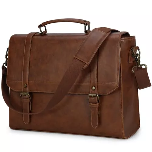 IGOLUMON Taschen & Rucksäcke IGOLUMON Aktentasche Herren Wasserdicht Umhängetasche Herren 15,6 Zoll Laptoptasche Vintage Arbeitstasche Messenger Bag Laptop Schultertaschen Braun