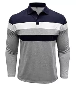 Comilaka Poloshirts Comilaka Herren Poloshirt Langarm Kontrastfarbe Langarmshirt Casual Polo Tops Knopfleiste Herbst Winter