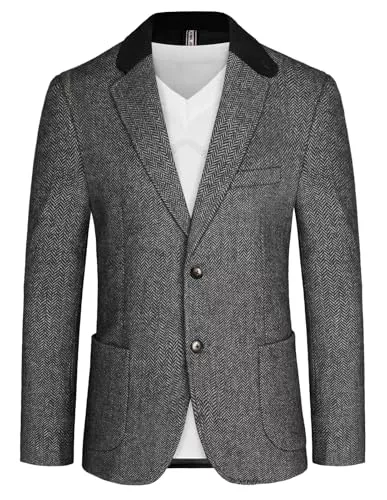 PaulJones Blazer PaulJones Sakko Herren Vintage Wollmischung Blazer mit Reverskragen Tweed Sakko 2 Knöpfe Regular fit