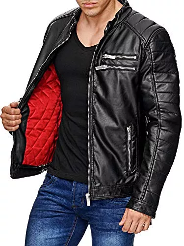 Redbridge Jacken Redbridge Herren Jacke Kunst- Lederjacke Bikerjacke Biker Übergangsjacke Casual M6034