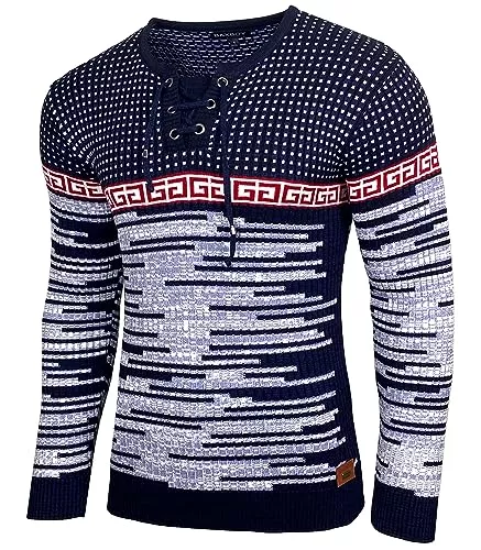 Baxboy Pullover & Strickmode Baxboy Herren Strick-Pullover Rundhals | Männer Winter-Pullover |stylischer Herren Strick-Pulli | Warmer Männer Pulli | Herren Basic Longsleeve Sweatshirt Sweater BB-52156