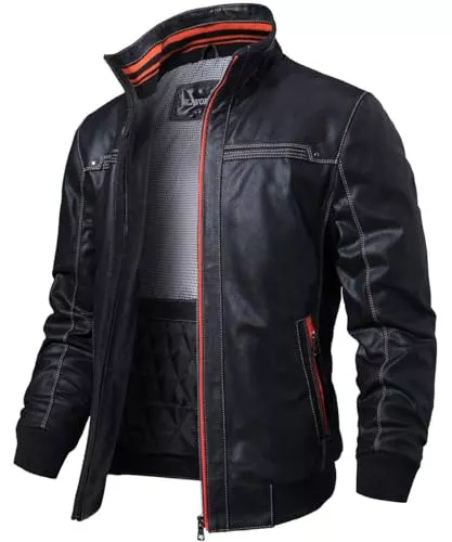 FLAVOR Jacken FLAVOR Herren Echtes Leder Lederjacke Stehkragen Jacken