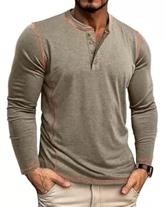 LAOARA Langarmshirts LAOARA Herren Langarmshirt Longsleeve Henley Shirt Herren Langarm T Shirt Longshirt mit Knopfleiste Slim Fit Tops M-2XL