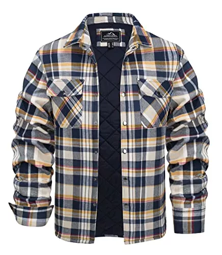 KEFITEVD Hemden KEFITEVD Holzfäller Jacke Herren Baumwolle Kariert Holzfällerhemd mit Brusttasche Winter Langarm Hemdjacken Männer Warm Fanellhemd Weich Verdickt Übergangsjacke