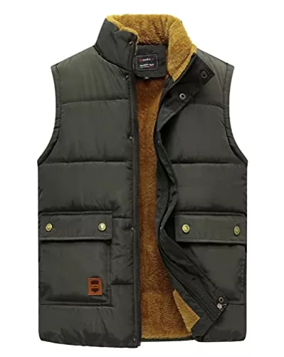 Oanviso Westen Oanviso Plüschweste Herren Stehkragen Ärmellos Weste Jacke Thermo Freizeitweste mit Reißverschluss Einfarbig Steppweste Multiple Pockets Übergangsjacke Vintage Arbeitsweste Winterwesten