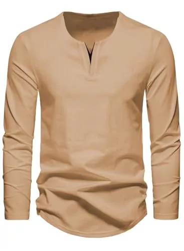 Meilicloth Langarmshirts Meilicloth Herren Langarmshirts mit V-Ausschnitt Baumwolle Shirt Longsleeve Herren Oberteile Freizeit Basic Sweatshirt Soft Herbst Winter