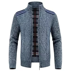 KUDORO Strickjacken KUDORO Strickjacke Trachtenjacke Herren Cardigan mit Reißverschluss Gestrickt Wintermantel Strickjacke Sweatjacke Winterjacke Mit Stehkragen Fleecejacke Langarm