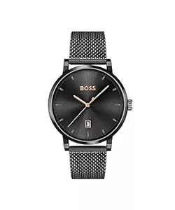 BOSS Uhren BOSS Analog Quarzuhr für Herren mit Schwarzes Edelstahl-Mesh-Gliederarmband - 1513810