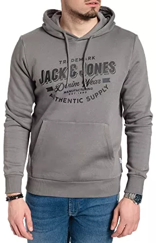 JACK & JONES Kapuzenpullover JACK & JONES Herren Hoodie Pullover mit Kapuze Sweatshirt Kapuzenpullover für Männer aus Baumwolle mit Logo/Auswahl an Designs und Farben