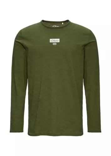 s.Oliver Langarmshirts Logo-Shirt mit Rollkante und Flammgarnstruktur