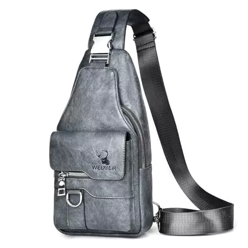 A-QMZL Taschen & Rucksäcke A-QMZL Tasche Herren Schultergurt Rucksack Einschulter Herren Leder Umhängetasche Herren Klein Wasserdicht Schulter Sling Bag Kleine Crossbody Bag