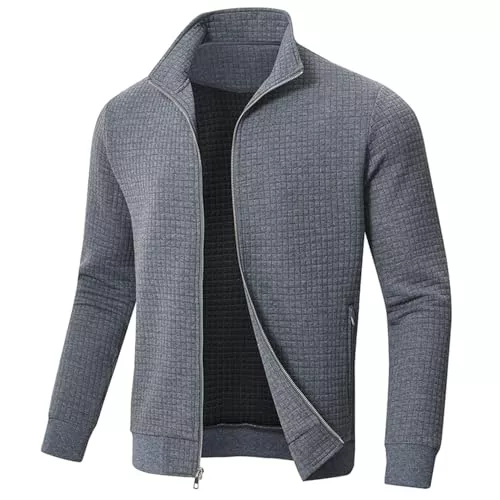 Huayuzh Jacken Huayuzh Jacke Herren übergangsjacke Winter Karierten Jacquard Alltag Freizeit Leicht Jacken mit Reißverschlusstasche