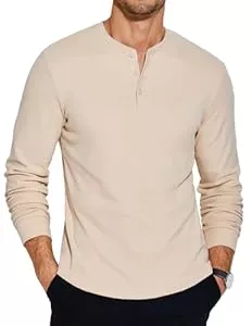 COOFANDY Langarmshirts COOFANDY Henley Shirt Herren Langarm Basic Pullover Knopfleiste Langarmshirt T-Shirt Longsleeve