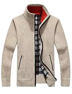 Sukany Strickjacken Sukany Herren Casual Stehkragen Cardigans Slim Fit Full Zip Dicke Strickpullover mit Taschen