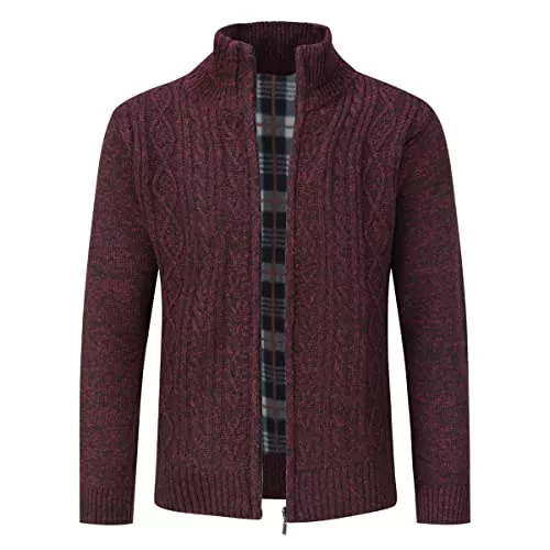 Sliktaa Strickjacken Sliktaa Herren Strickjacke Festival Cardigan Warm Trachtenjacke Mode Schlichter Pullover Langarm Sweatjacke Reißverschluss