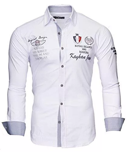 Kayhan Hemden Kayhan Monaco Herren Hemden Herren-Hemd Slim-Fit Herren Hemden Langarm-Hemden Männer Freizeit-Hemd Business