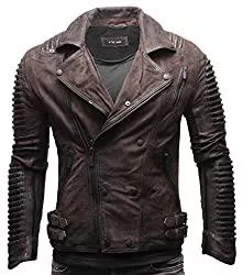 Crone Jacken Crone Unique Herren Echtleder Biker Jacke Premium Lederjacke Weiches Schafs-Leder mit vielen Details und Zippern