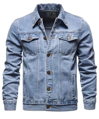 Btmpmcs Jacken Btmpmcs Herren Classics Jeansjacke Vintage Denim Trucker Jacket Gewaschener Cowboy Übergangsjacke Baumwolle Denim Jacke für Frühling und Herbst Western Motorrad Biker Jeans Mantel Outerwear